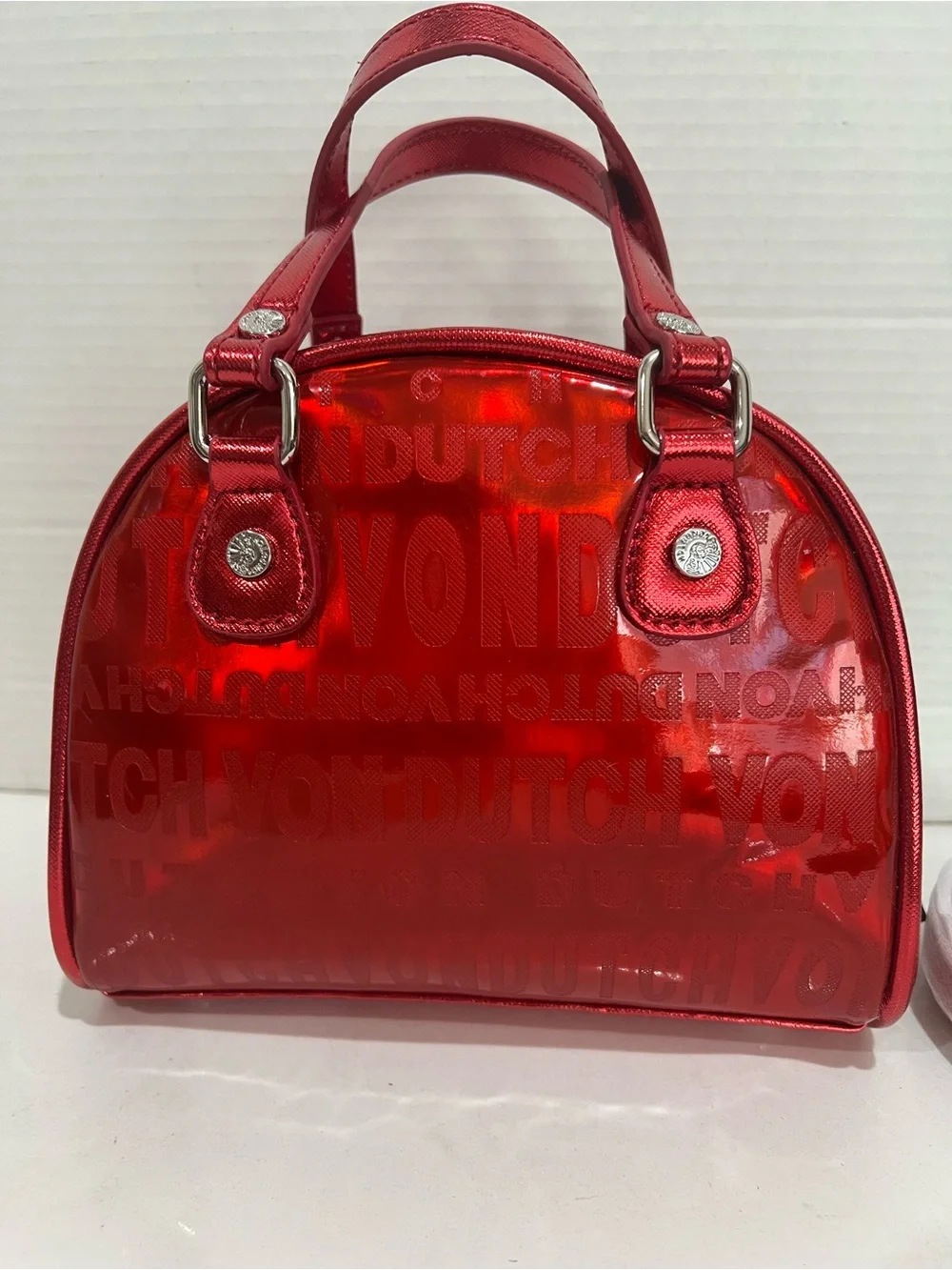 Von Dutch Metallic Reflective Crossbody/Handbag Metallic Red NEW!